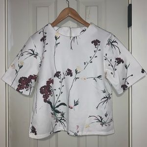 White floral scuba top